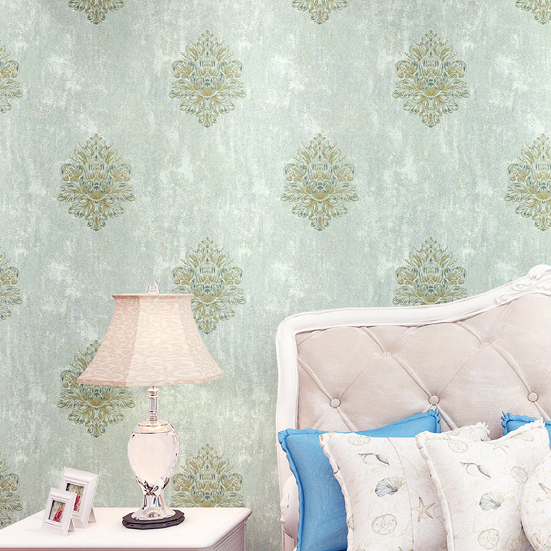 Damask Flower Wallpaper Roll Vintage 3D Embossed Wall Covering in Pastel Color, Unpasted