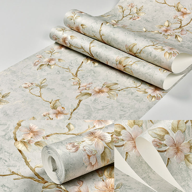 Cottage Blooming Apricot Tapete Hellrosa Schlafzimmer-Wanddekoration, 33' L x 20,5" B