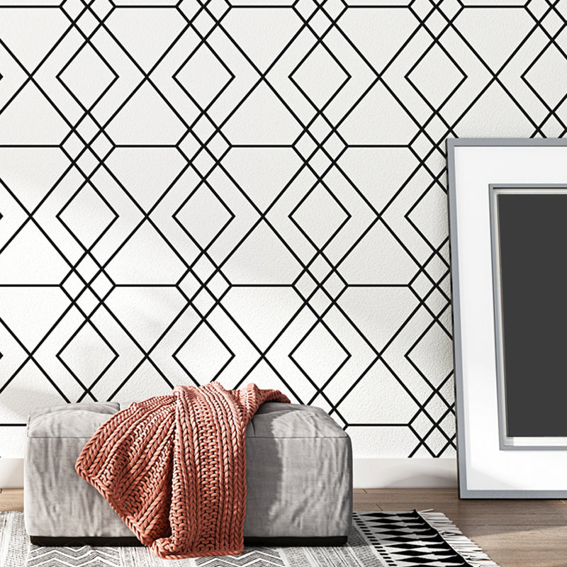 Geo Lattice Wallpaper Roll Contemporary Smooth Surface Wall Decoration in Light Color