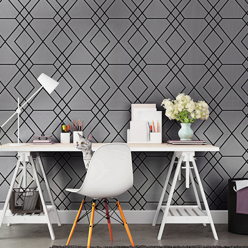 Geo Lattice Wallpaper Roll Contemporary Smooth Surface Wall Decoration in Light Color