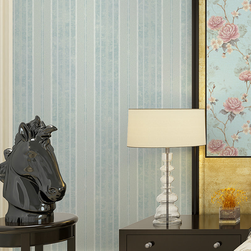Modern Stripe Wallpaper Roll Non-Woven Moisture Resistant Pastel Color Wall Decor for Home