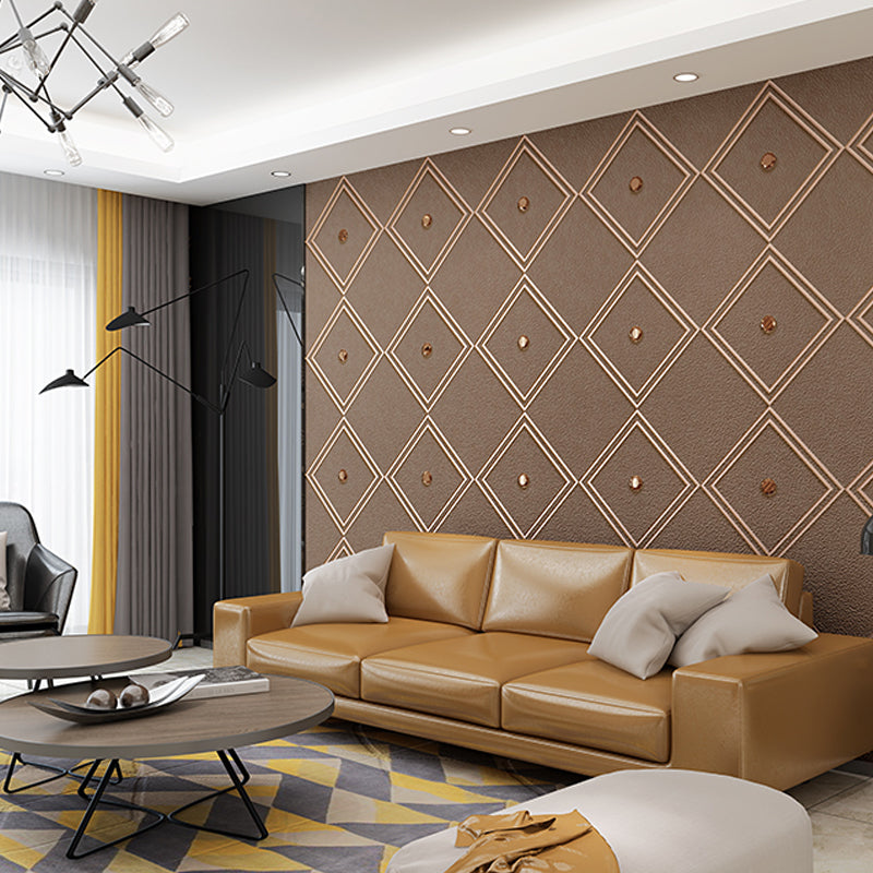 Flock Moisture Resistant Wallpaper Contemporary Trellis Patterned Wall Art for Living Room