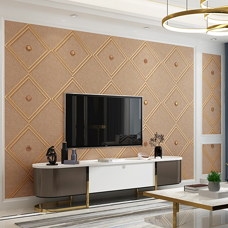 Flock Moisture Resistant Wallpaper Contemporary Trellis Patterned Wall Art for Living Room