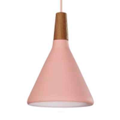 Macaron Funnel Shape Pendant Lamp Metal Single Light Hanging Light for Bedroom Bathroom