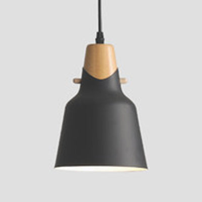Acabado de madera contemporánea Luz de lámpara colgante de lámpara de tono de metal simple iluminación sobre mesa de comedor