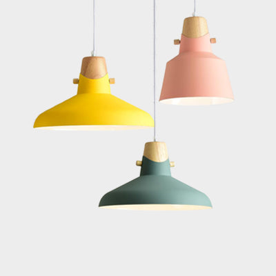 Bell/Dome Ceiling Pendant Light Modernism Metal 1 Light 8.5"/14" Dia Pink/Yellow/Green Hanging Lamp Kit