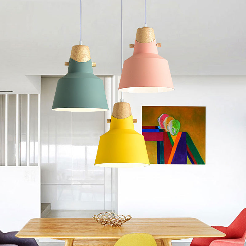 Bell/Dome Ceiling Pendant Light Modernism Metal 1 Light 8.5"/14" Dia Pink/Yellow/Green Hanging Lamp Kit