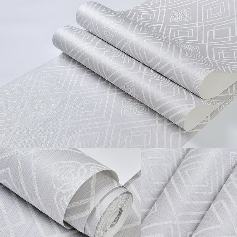Modern Latticework Wallpaper Roll Light-Color Stain Resistant Wall Decor for Bedroom