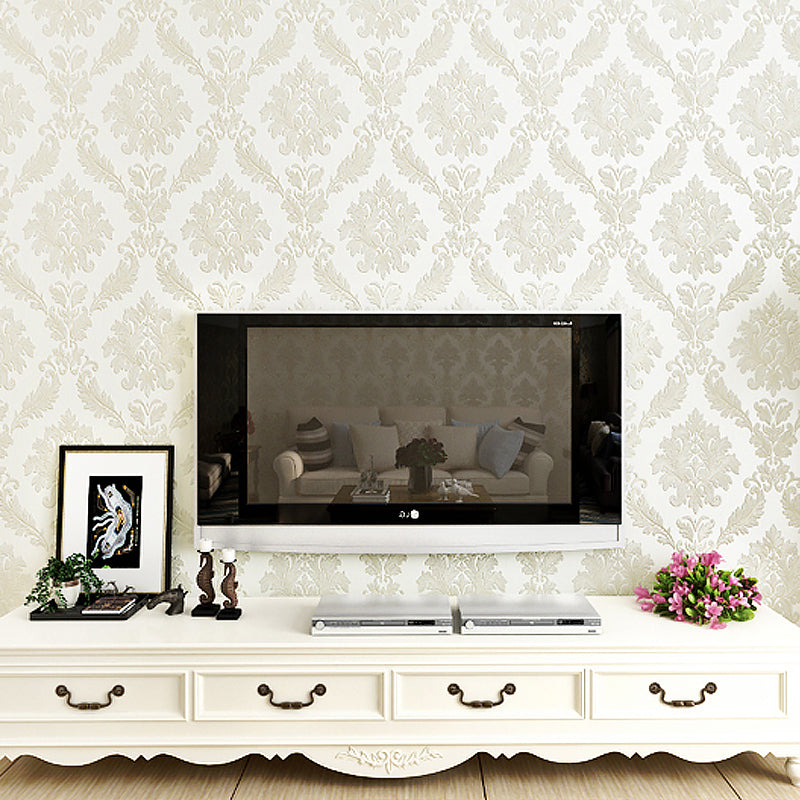 Antique Damask Wallpaper Embroidered Washable Pastel Color Wall Decor for Bedroom