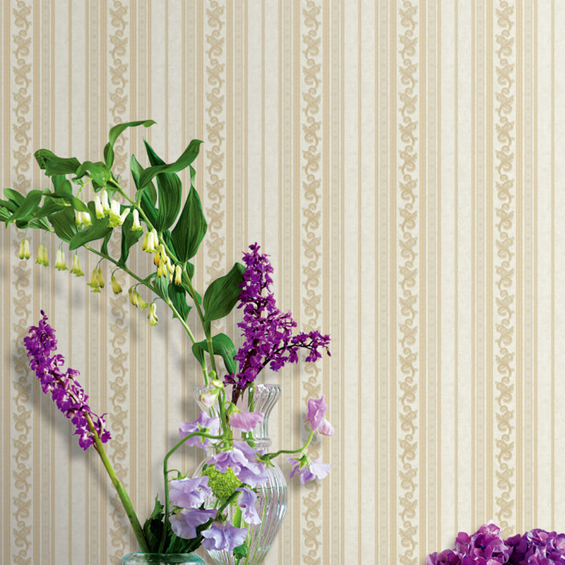 3D Striped Wallpaper Pastel Color Floral Embroidered Wall Covering for Dining Room