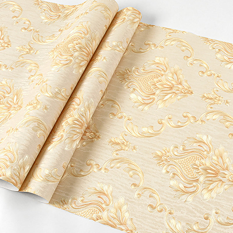Medallion Jacquard Wallpaper Roll Vintage Style 3D Embossed Wall Covering for Bedroom