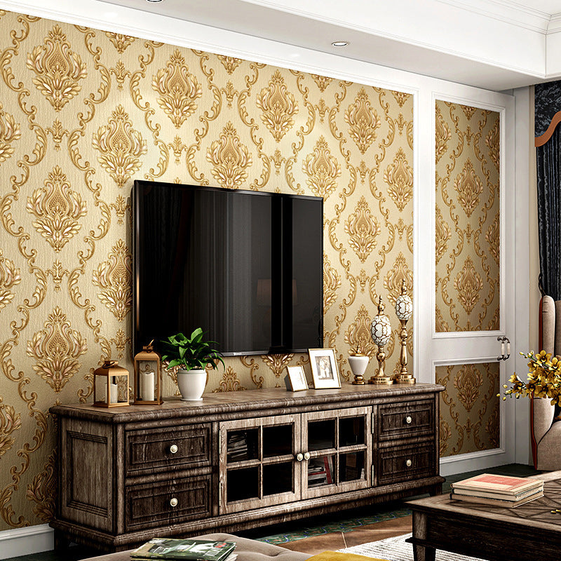 Medallion Jacquard Wallpaper Roll Vintage Style 3D Embossed Wall Covering for Bedroom