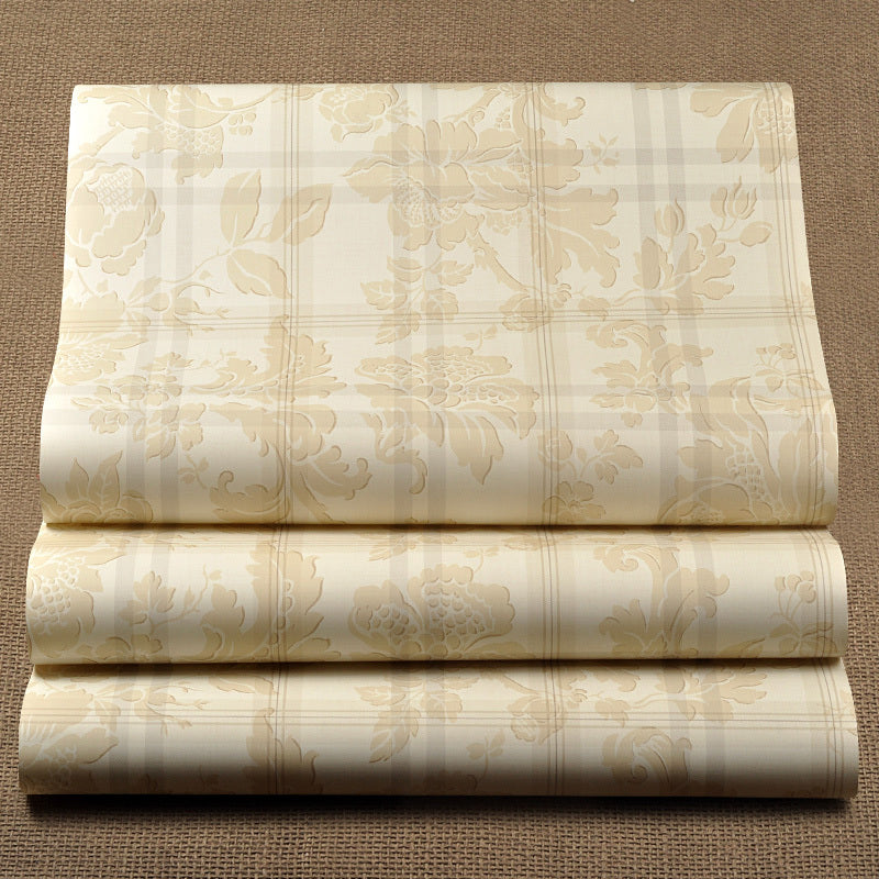 Jacquard Checkered Wallpaper Roll Retro Style Paper Embossing Wall Art in Pastel Color