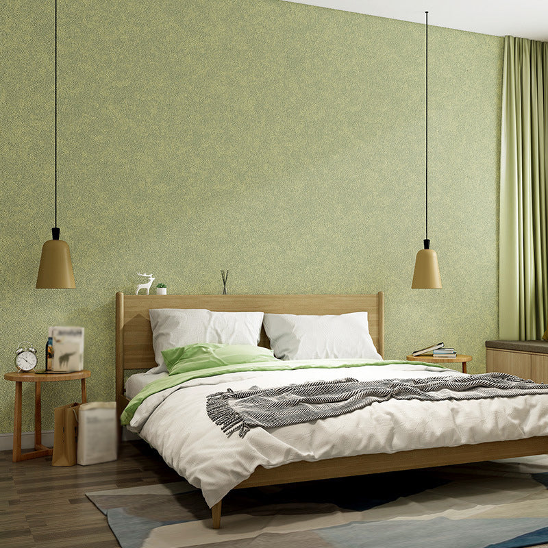 Solid Wallpaper Roll Modern Style Non-Woven Textured Wall Art in Dark Color for Home