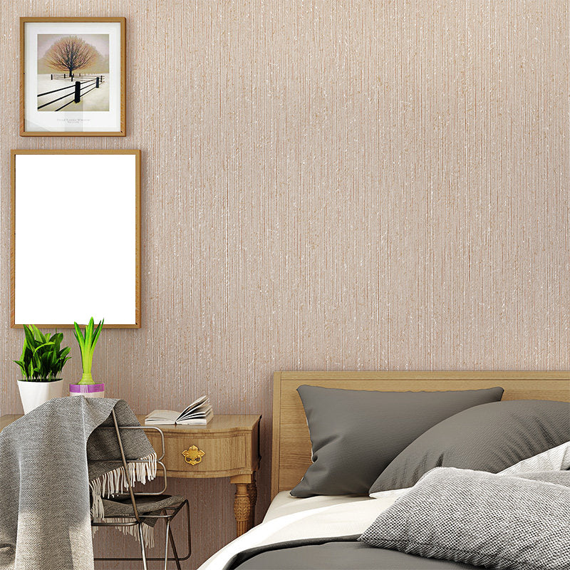 Simple Solid Striped Wallpaper Soft-Color Waterproofing Wall Covering for Bedroom