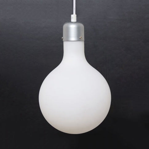Moderna Ligera de lámpara de luz 1 con sombra de vidrio blanco Bola de plata/cono/lámpara colgante en forma de píldora