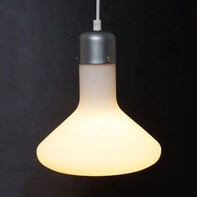 Moderna Ligera de lámpara de luz 1 con sombra de vidrio blanco Bola de plata/cono/lámpara colgante en forma de píldora