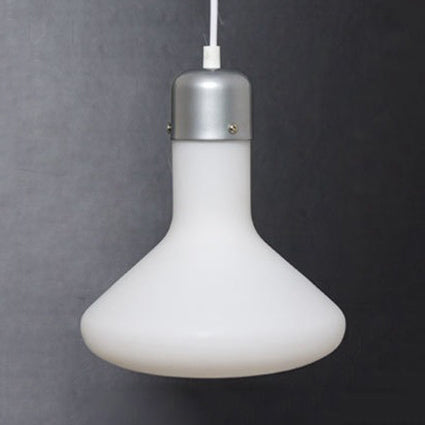 Moderna Ligera de lámpara de luz 1 con sombra de vidrio blanco Bola de plata/cono/lámpara colgante en forma de píldora