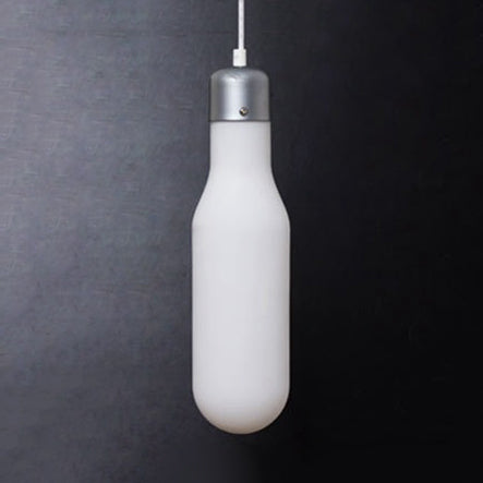 Moderna Ligera de lámpara de luz 1 con sombra de vidrio blanco Bola de plata/cono/lámpara colgante en forma de píldora