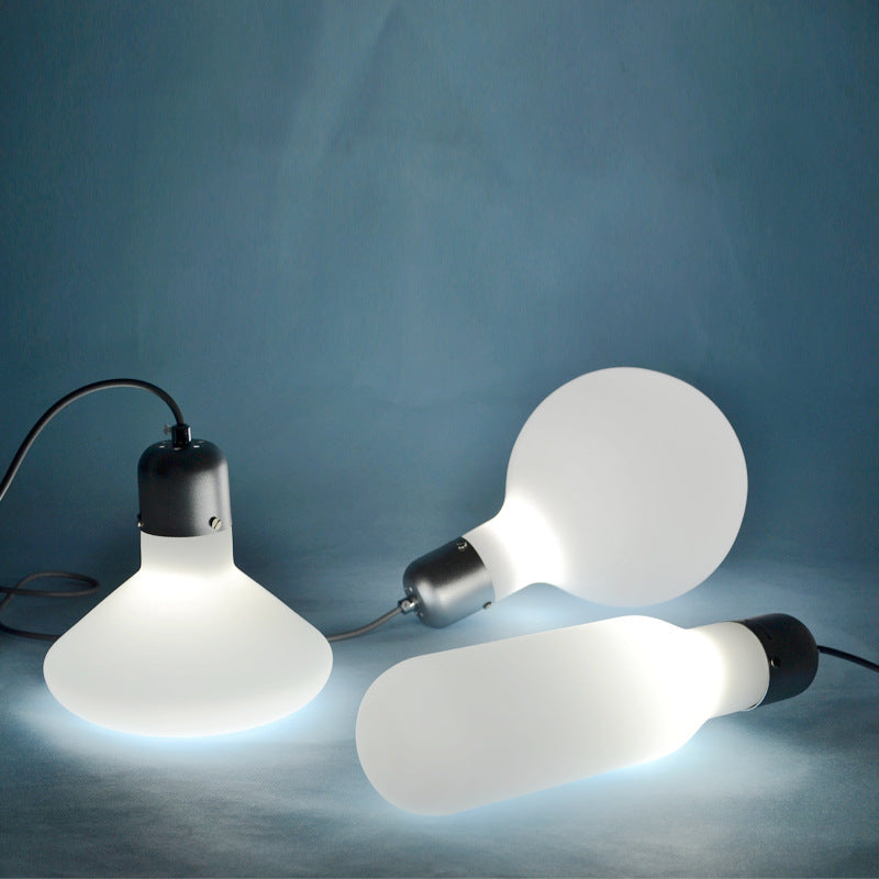 Moderna Ligera de lámpara de luz 1 con sombra de vidrio blanco Bola de plata/cono/lámpara colgante en forma de píldora