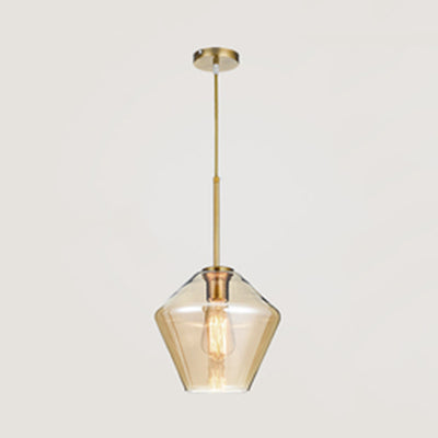 Clear/Amber Glass Triangle/Urn/Diamond Pendant Lamp Post Modern 1 Light Ceiling Pendant Light, 9"/14"/16.5" Wide