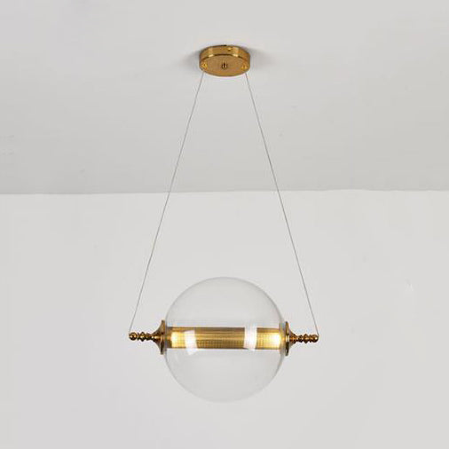 Iluminación colgante de bolas posmodernista ámbar/humo/vidrio bronceado 1 accesorio de techo de dormitorio ligero de dormitorio