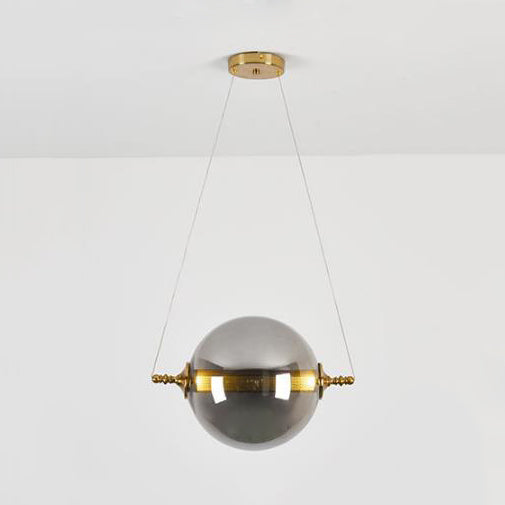 Iluminación colgante de bolas posmodernista ámbar/humo/vidrio bronceado 1 accesorio de techo de dormitorio ligero de dormitorio