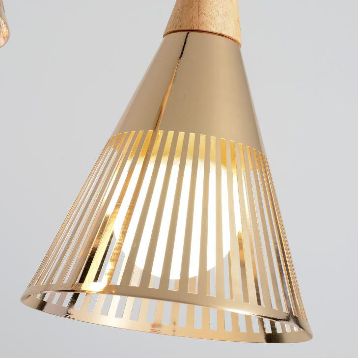 Gold Conical Ceiling Hanging Light Post Modern Metallic Overhead Lighting for Restaurant Cafe
