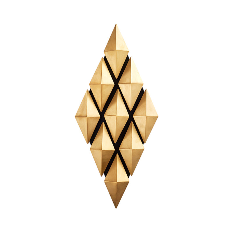 Moderna lampada a parete a LED elegante con lampada a foglie di scarico diamantato in oro metallico in luce calda/bianca, larghezza 23 "/31"