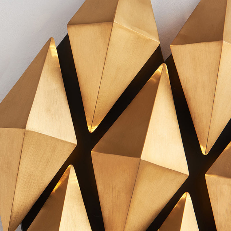 Moderna lampada a parete a LED elegante con lampada a foglie di scarico diamantato in oro metallico in luce calda/bianca, larghezza 23 "/31"