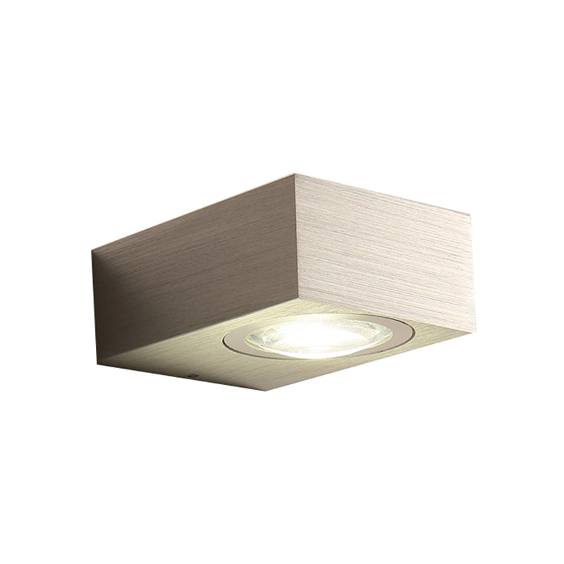 Square Bedroom Wall Lighting Fixture Aluminum Warm/White Light LED Modernist Sconce Light Fixture in Black/Silver