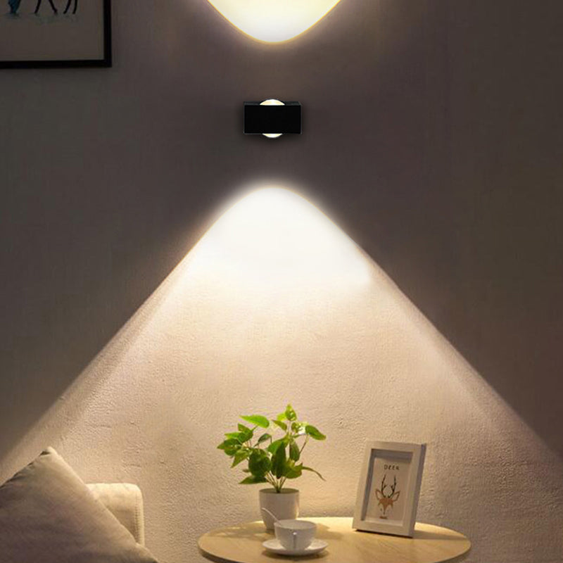 Square Bedroom Wall Lighting Fixture Aluminum Warm/White Light LED Modernist Sconce Light Fixture in Black/Silver