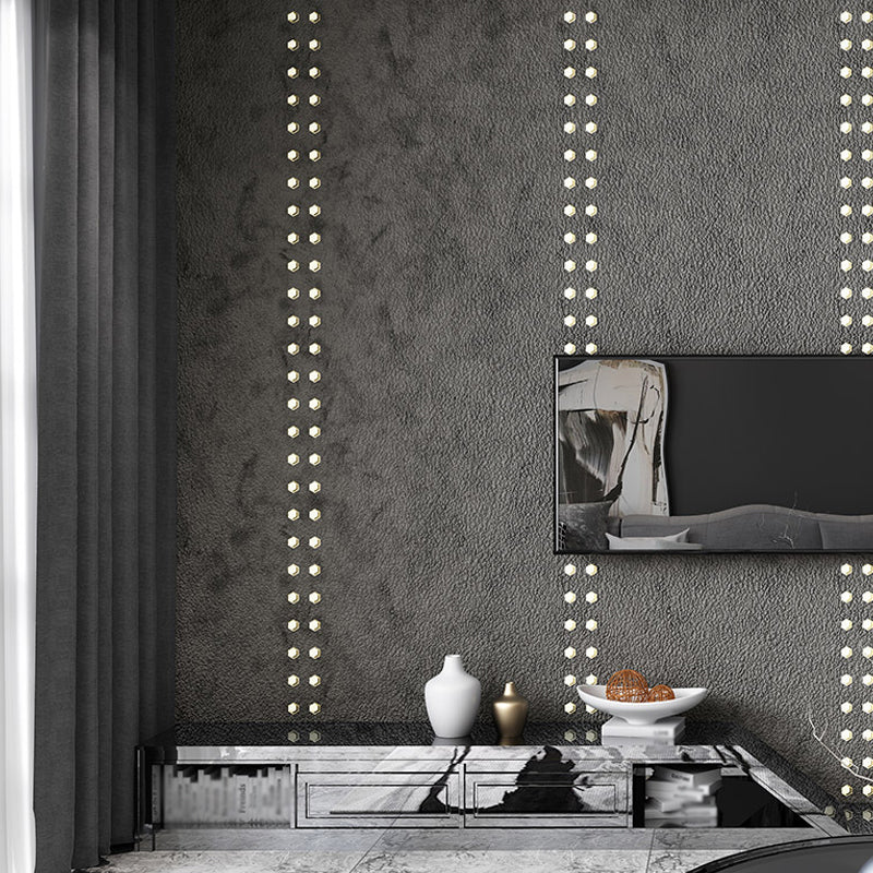 Steampunk Pierced Metal Solid Wallpaper Dark Color Moisture Resistant Wall Decor for Bedroom