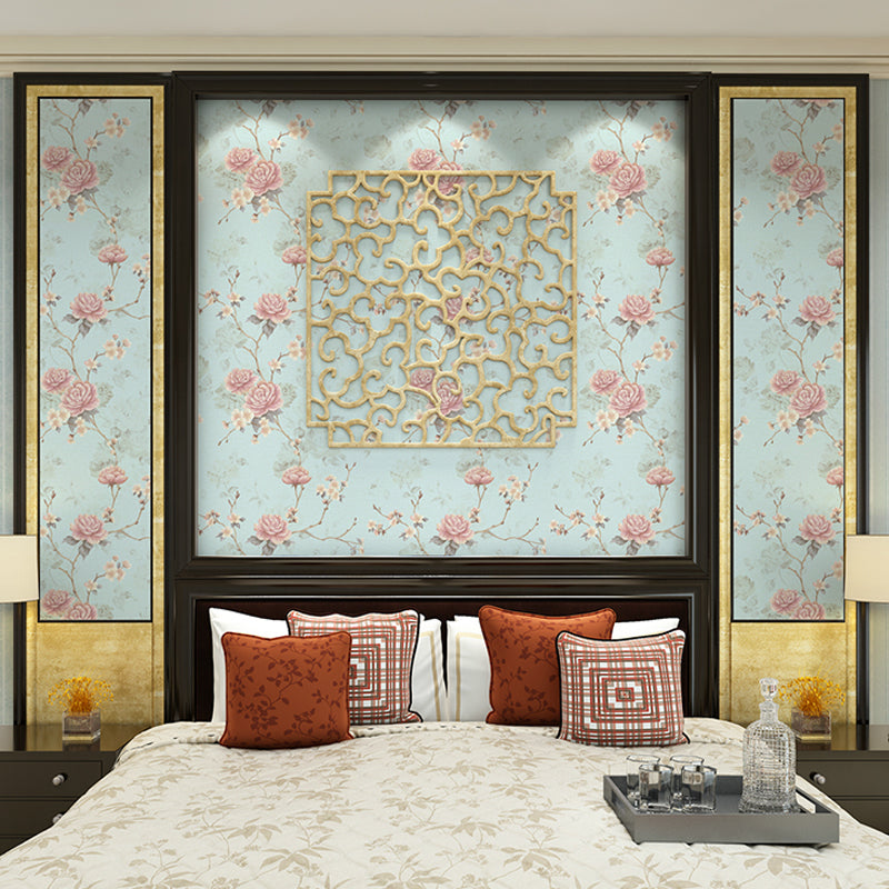 Rustic Peony Wallpaper Roll for Dining Room 57.1-sq ft Wall Decoration in Pastel Color