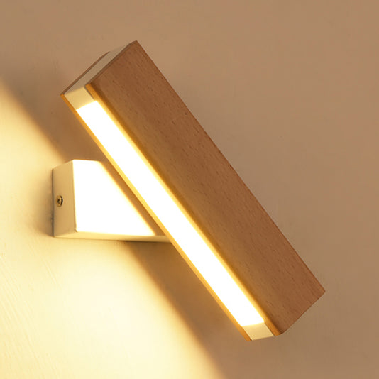 Rotation blanc / noir linéaire applique murale simple simple de lecture en bois à la lampe murale en bois en lumière chaude / blanc / naturel