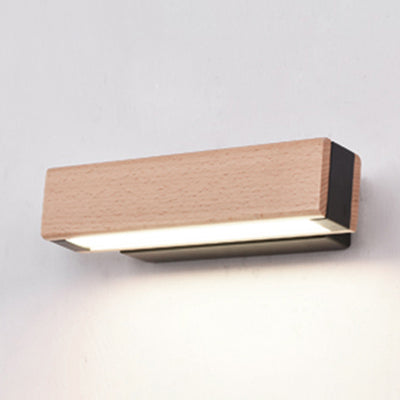 Rotatable White/Black Linear Wall Sconce Modern Single Light Wooden Reading Wall Lamp in Warm/White/Natural Light