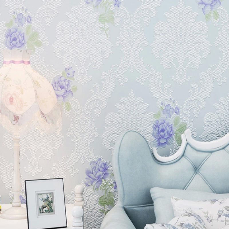 Light-Color Peony Print Wallpaper Stain-Resistant Wall Decoration for Living Room