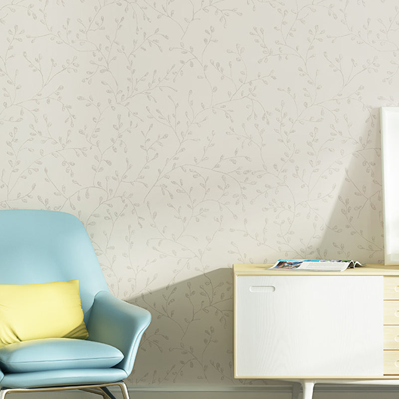 Rustieke plantenbladeren behangrol Lichtgekleurde vlekbestendige wanddecoratie voor thuis
