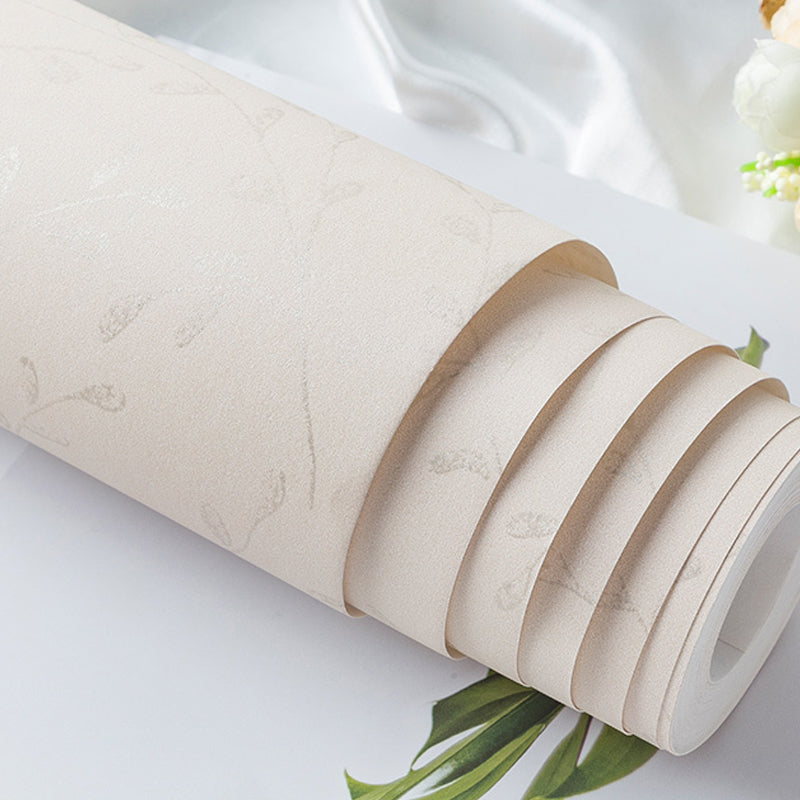 Rustic Plant Leaves Wallpaper Roll Light-Color Stain Resistant Wall Decor for Home