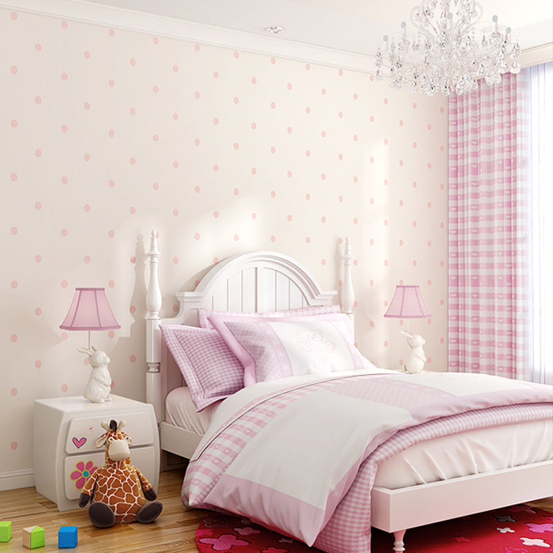Minimalist Polka Dots Wallpaper Light-Color Moisture Resistant Wall Covering for Nursery