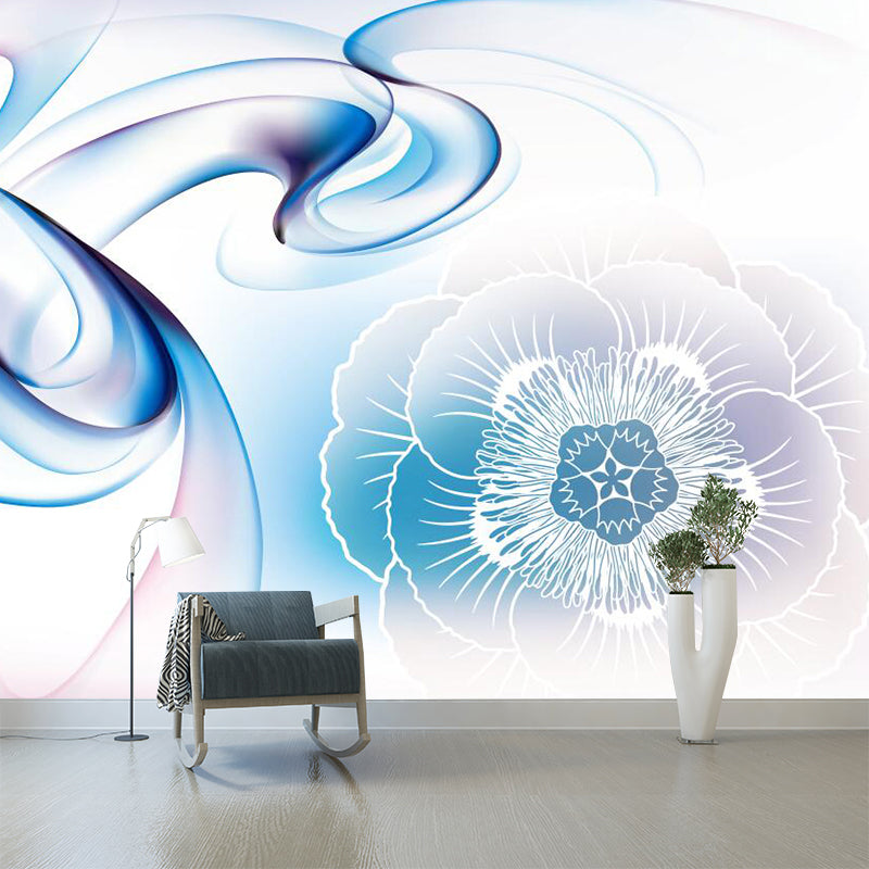 Illustration Flower Wall Paper Mural Large Wall Covering for Bedroom, Made to Measure
