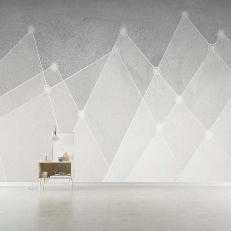 Grey-White Cone Wall Murals Decal Moisture Resistant Simple Living Room Wall Art