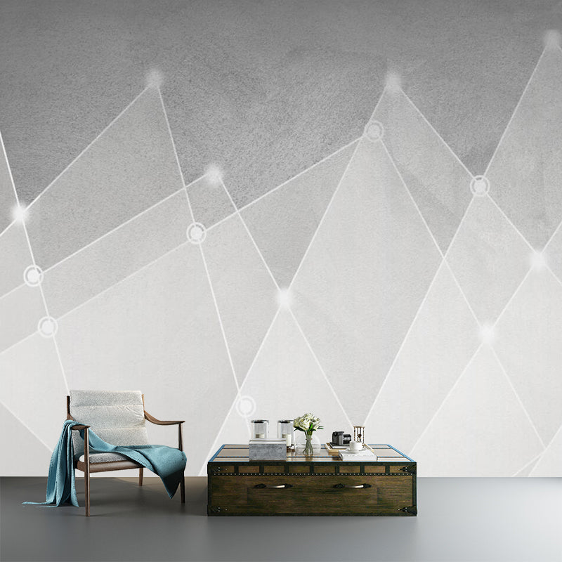 Grey-White Cone Wall Murals Decal Moisture Resistant Simple Living Room Wall Art