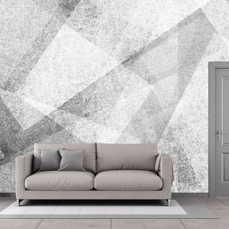Geometric Sketch Wall Covering Murals Minimalist Non-Woven Cloth Wall Decor in Grey