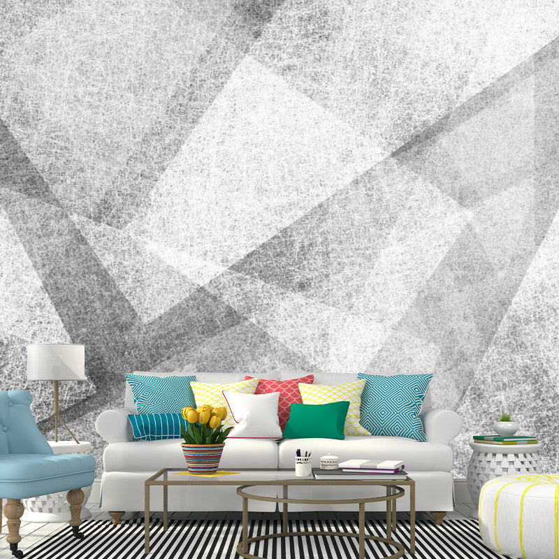 Geometric Sketch Wall Covering Murals Minimalist Non-Woven Cloth Wall Decor in Grey