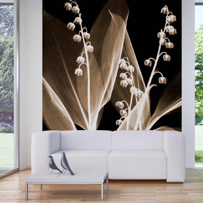 Modern Cape Gooseberry Wall Murals Grey-Coffee Living Room Wall Decor, Custom Made
