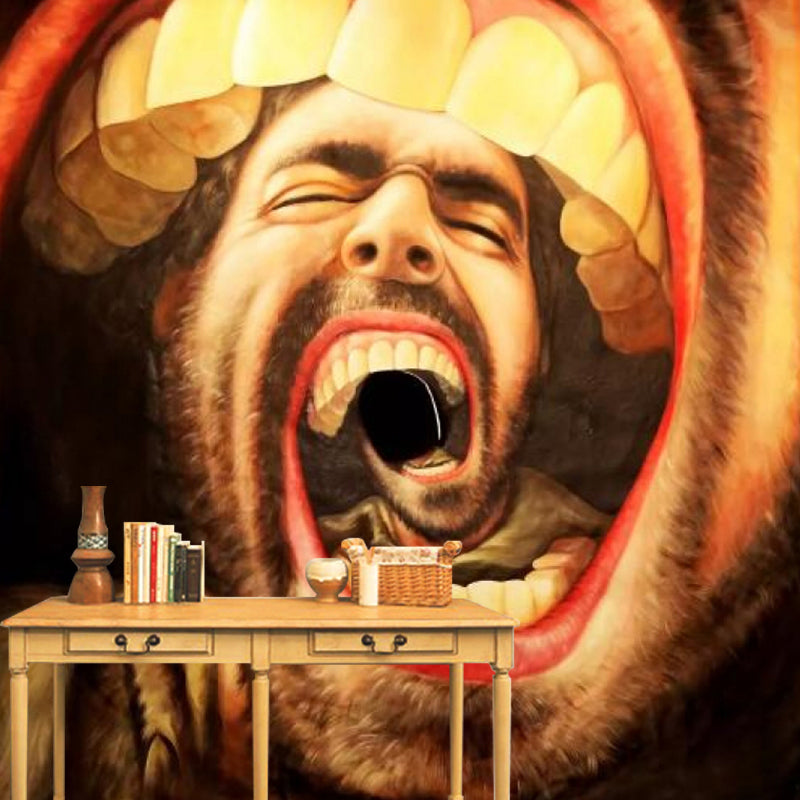 Creative Roaring Man Wall Mural Decal Red-Yellow Boys Room Wall Art, Custom Print