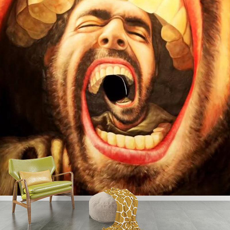 Creative Roaring Man Wall Mural Decal Red-Yellow Boys Room Wall Art, Custom Print