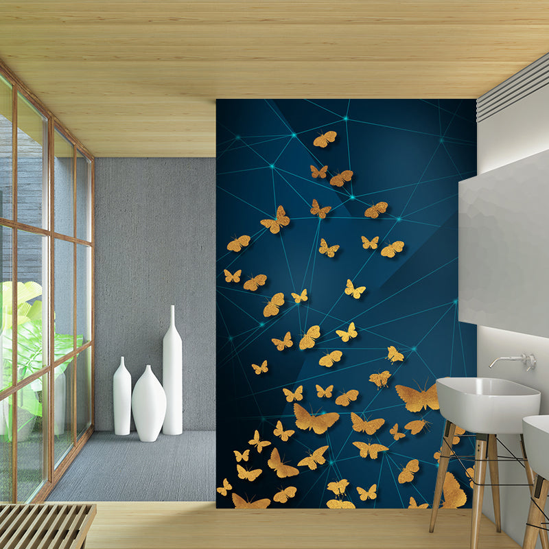 Artistic Animals Wall Paper Murals Yellow-Blue Geometry Wall Decoration for Bedroom