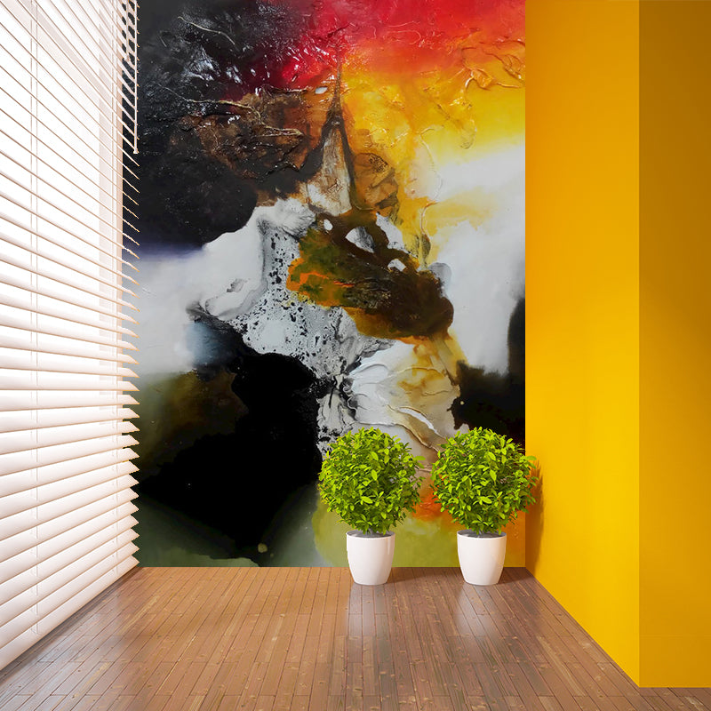 Illustration Abstract Mural Wallpaper for Home Gallery, Orange-Yellow, Customized Size